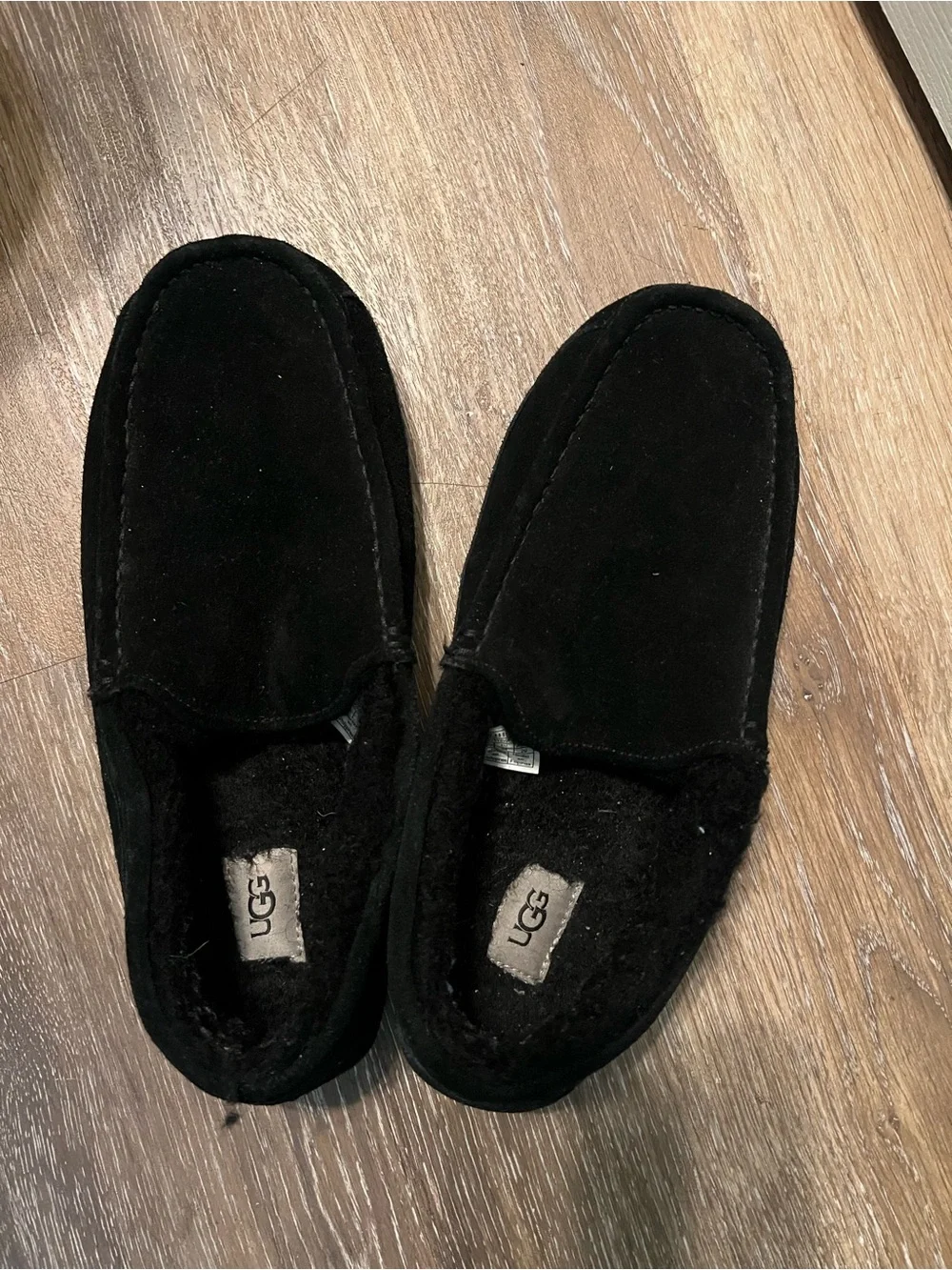 UGG Men's Black Suede Slip-On Moccasin Loafers